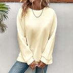 Women's Loose Fit Round Neck Sweatshirt Long Sleeve Pullover