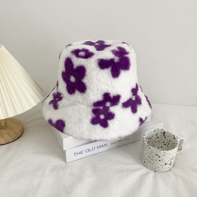 Women's Plush Dome Winter Hat with Floral Accent