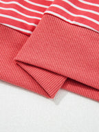 Sarah Express Women's Striped Puff Sleeve Hoodie with Drawstring