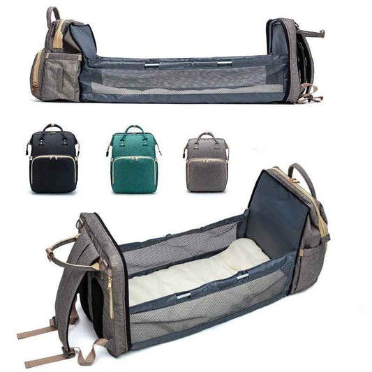 Sarah Express 3-in-1 Convertible Baby Diaper Backpack with Foldable Travel Crib & USB Charging Port
