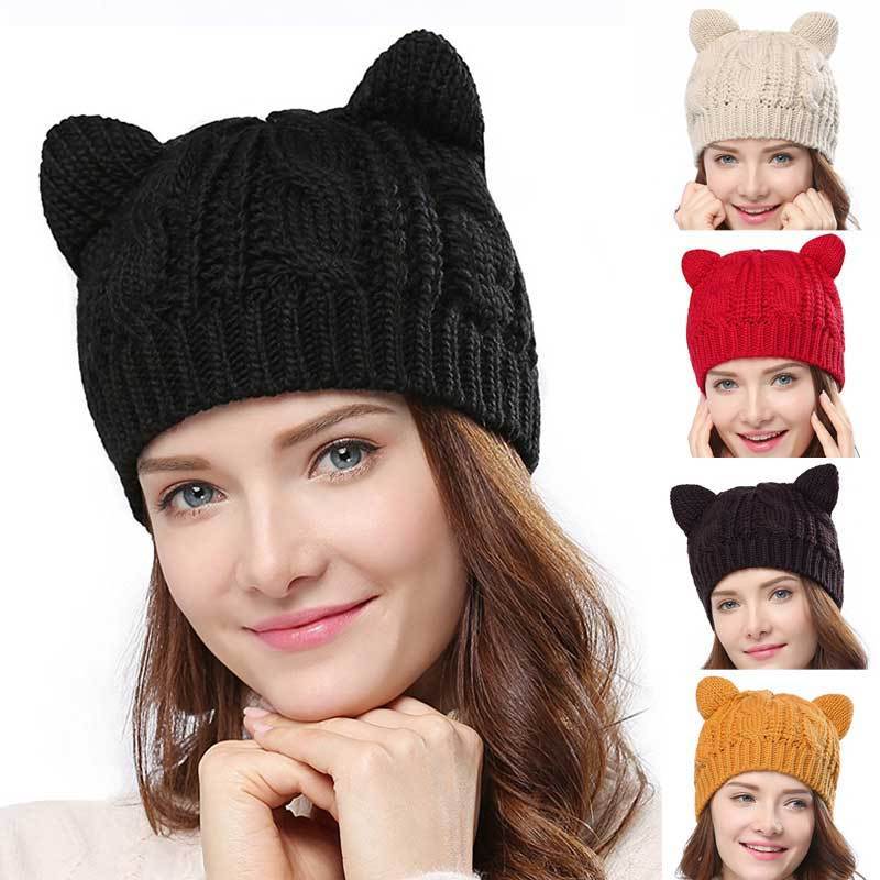 Handmade 3D Knitted Cat Ear Beanie Winter Warm Hat