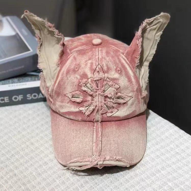 Women's Doberman Graphic Baseball Cap Distressed Denim Adjustable Hat Casual Streetwear