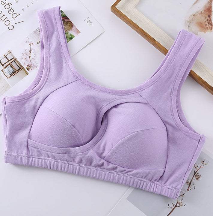 Women's Plus Size Wireless Cotton Comfort Bra Removable Padding
