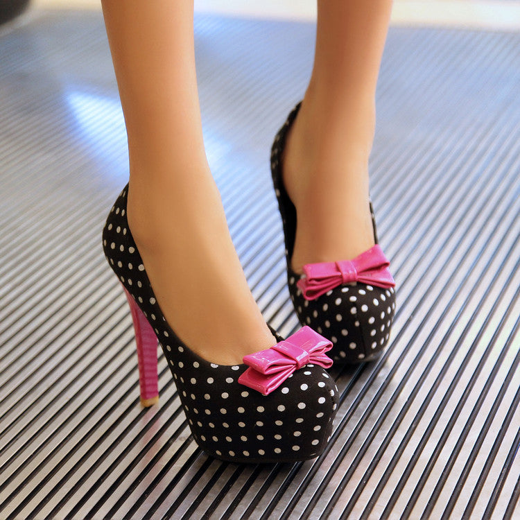 Sarah Express Bow Stiletto High Heels Pointed Toe Women's Dress Shoes