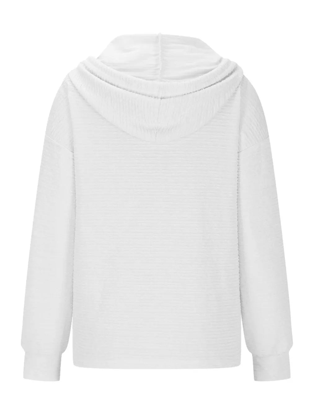 Sarah Express Women's Drawstring Quarter Button Long Sleeve Hoodie