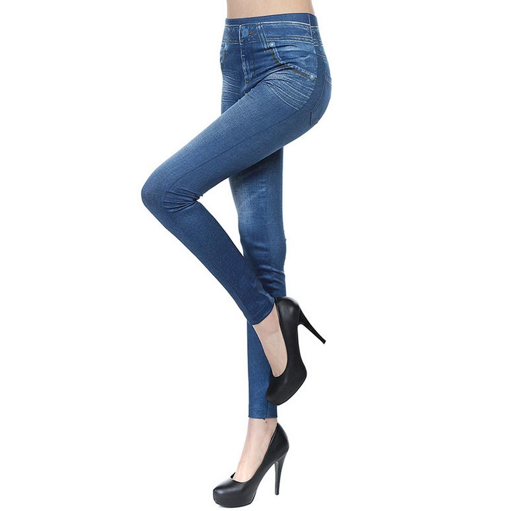 Women's High Waisted Jeggings Denim Leggings Stretchy Skinny Pants