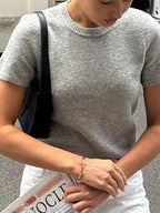 Sarah Express Women's Round Neck Short Sleeve Sweater