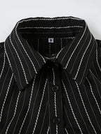 Sarah Express Women's Striped Button-Down Collared Shirt