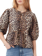 Sarah Express Women's Puff Sleeve Bow Tie Blouse