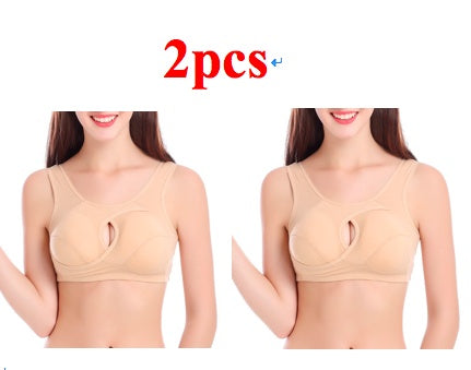 Women's Plus Size Wireless Cotton Comfort Bra Removable Padding