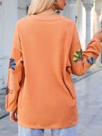 Sarah Express Women's Turkey Graphic Corded Baggy Sweatshirt