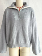 Sarah Express Women's Half Zip Dropped Shoulder Sweater