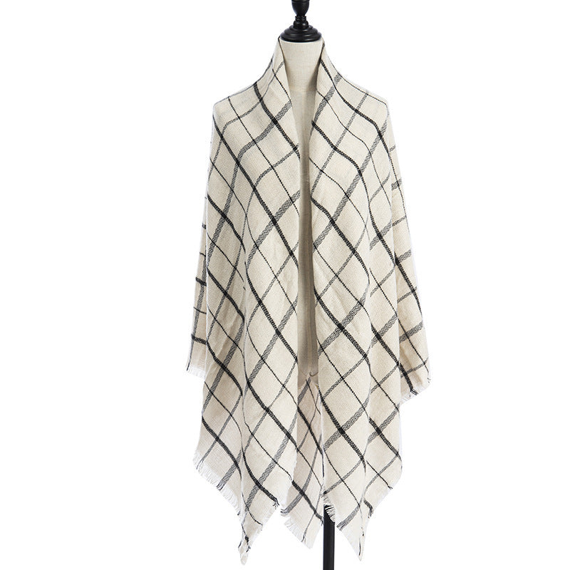 Women's Oversized Square Scarf Cashmere-like Double-Sided Shawl 140cm Woven Fall Winter Accessory