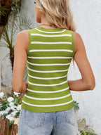 Sarah Express Women's Striped Round Neck Tank Top