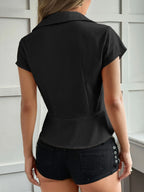 Sarah Express Women's Short Sleeve Button-Up Shirt