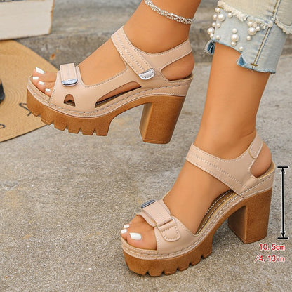 Sarah Express Women's Thick Sole High Heel Sandals | Single Strap Buckle Summer Shoes