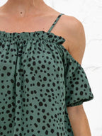 Sarah Express Women's Puff Sleeve Polka Dot Ruffle Cami Top