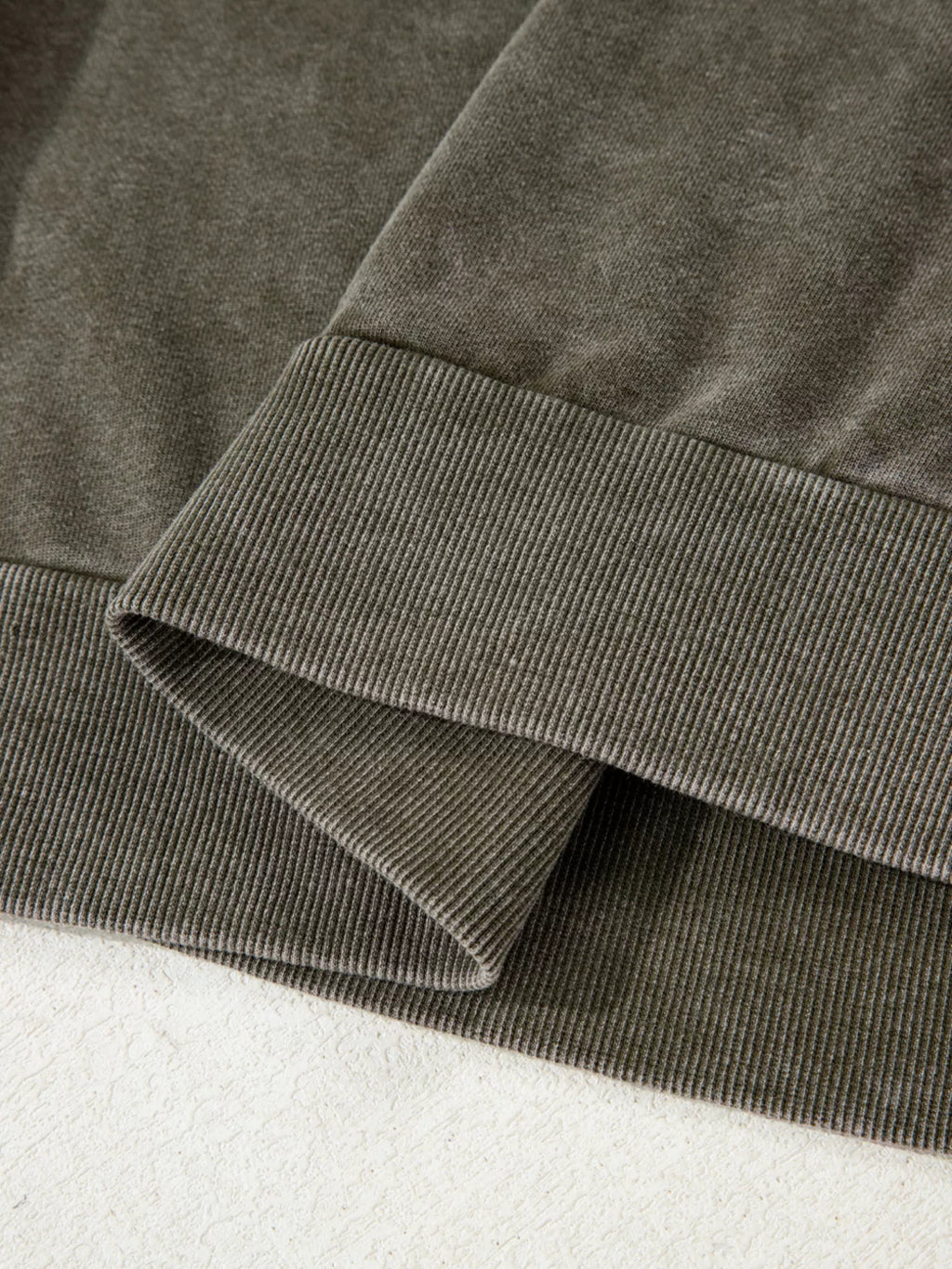 Sarah Express Women's Lace Patchwork Detail Notched Mineral Wash Sweatshirt