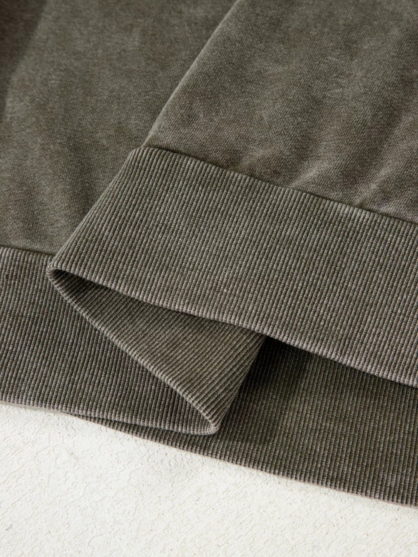 Sarah Express Women's Lace Patchwork Detail Notched Mineral Wash Sweatshirt