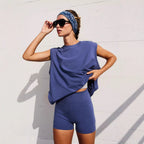 Women's Sleeveless Athletic Set Tank Top and Shorts Activewear