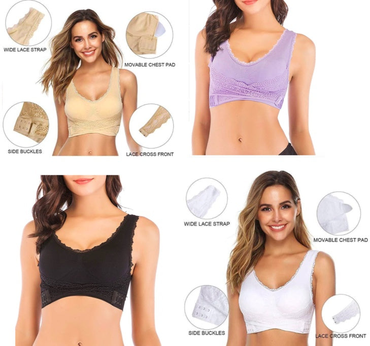 Women's Wireless Sports Bra Lace Detail Seamless
