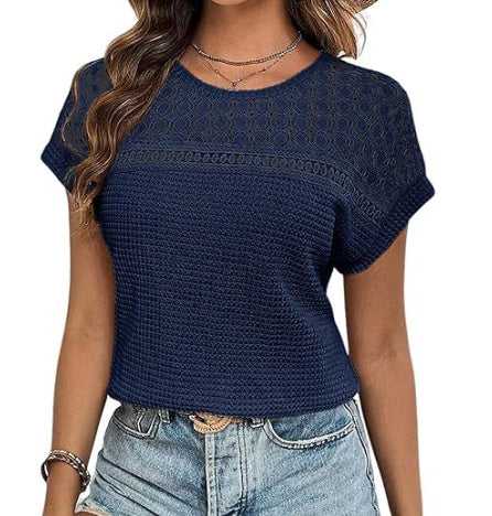 Hollow Cutout Breathable Short Sleeve T-Shirt Raglan Sleeve