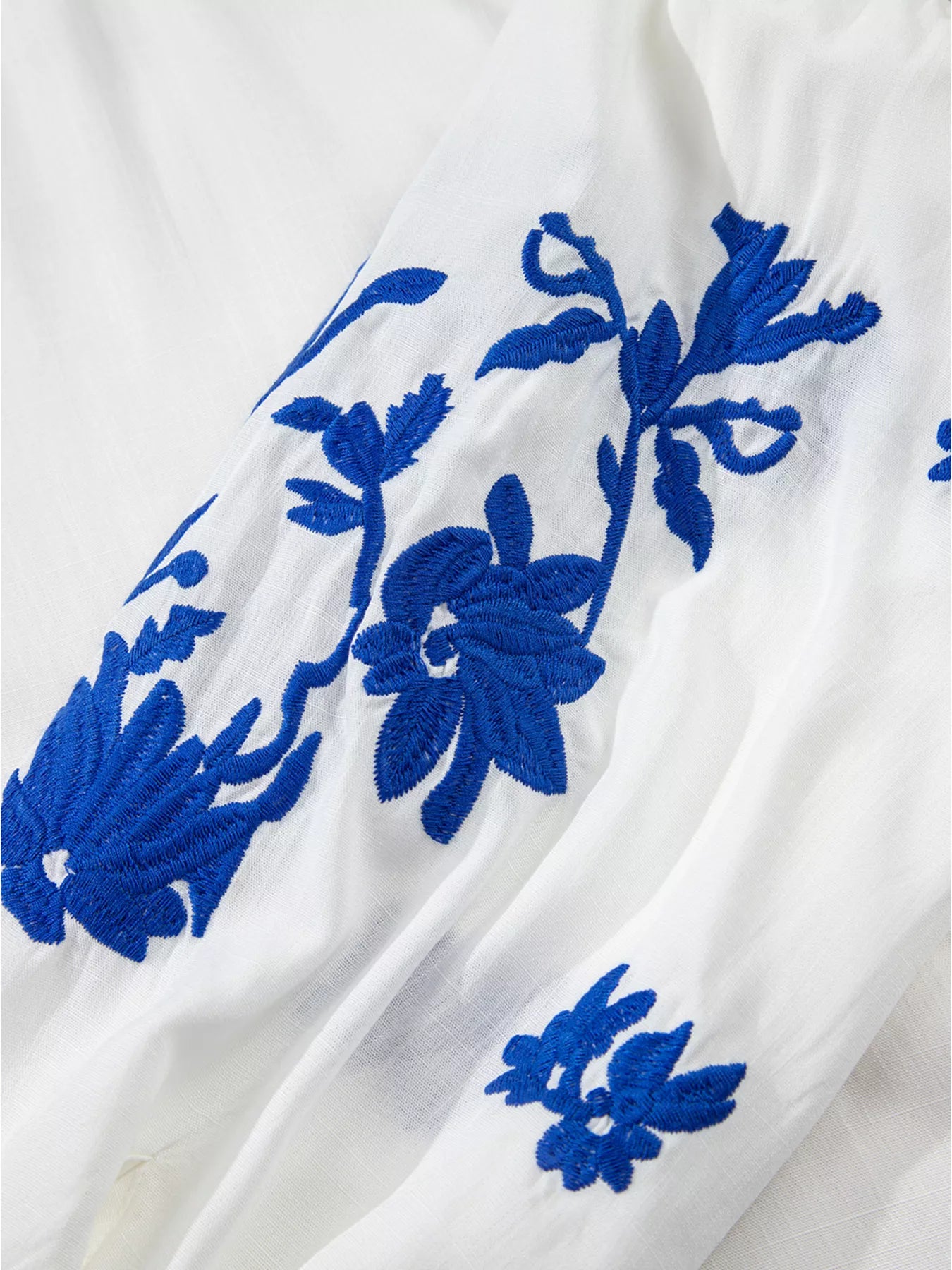 Sarah Express Women's Floral Embroidered Tie Neck Blouse