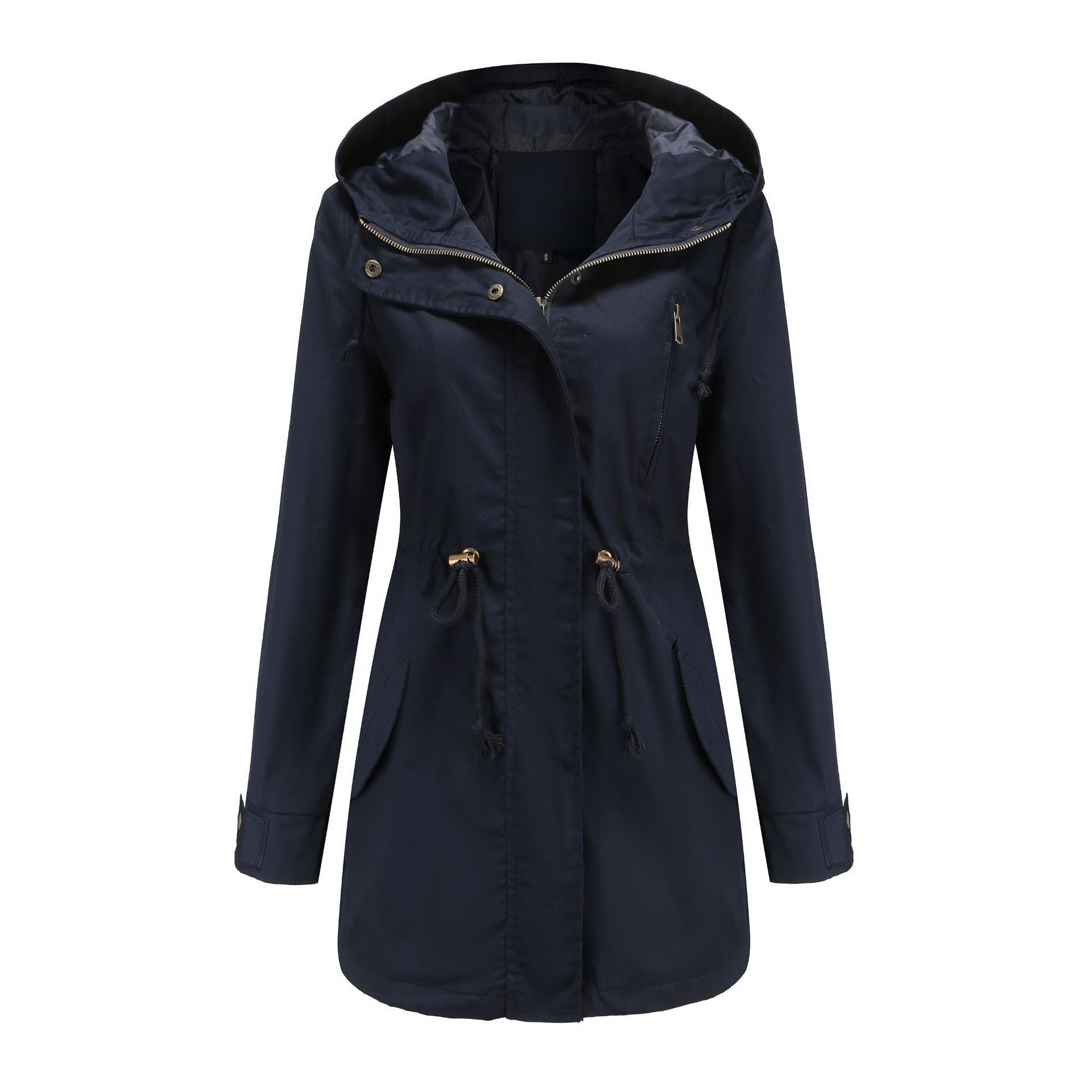 Women's Cotton Anorak Coat - Mid-Length Jacket with Pockets for Spring Fall