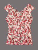 Sarah Express Women's Twisted Front Floral Print Sleeveless Top