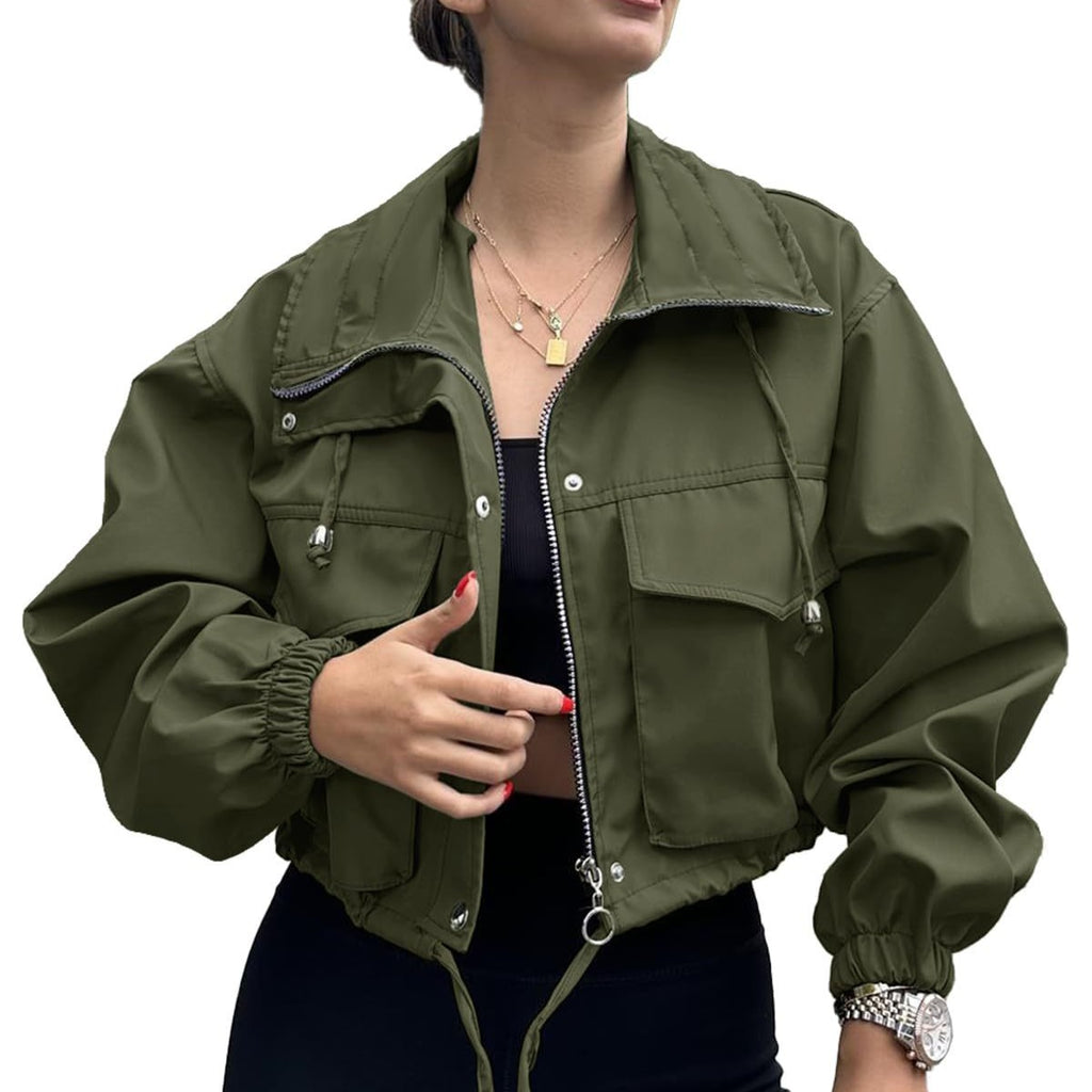 Women's Zipper Trench Coat Short Jacket