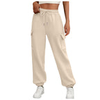 Women's Fleece Lined Baggy Joggers - High Waist Cargo Sweatpants Fall Winter Plus Size