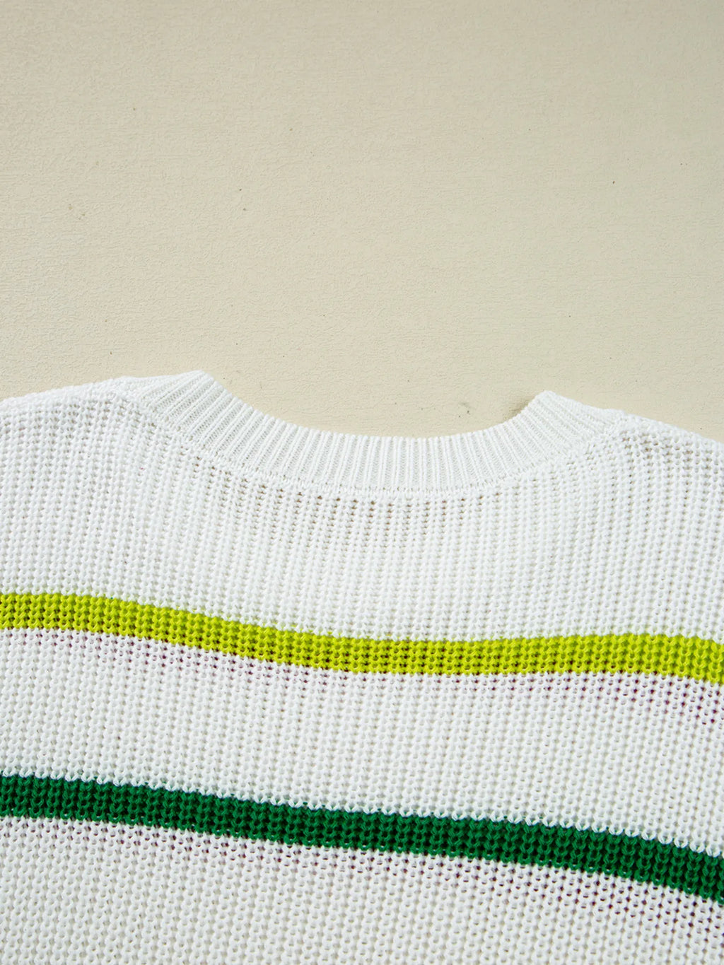 Sarah Express Women's Striped Drop Shoulder Crew Neck Sweater