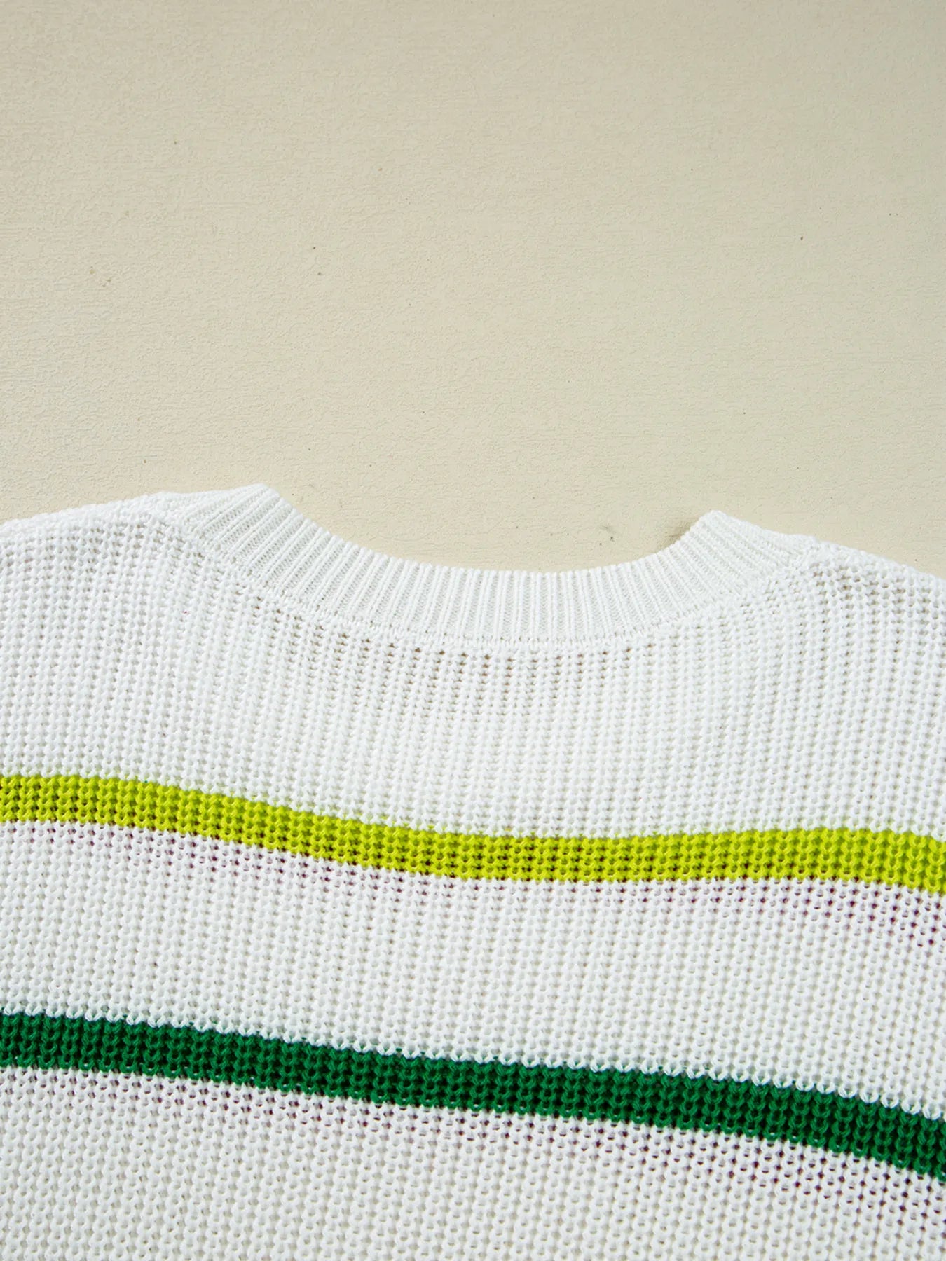 Sarah Express Women's Striped Drop Shoulder Crew Neck Sweater