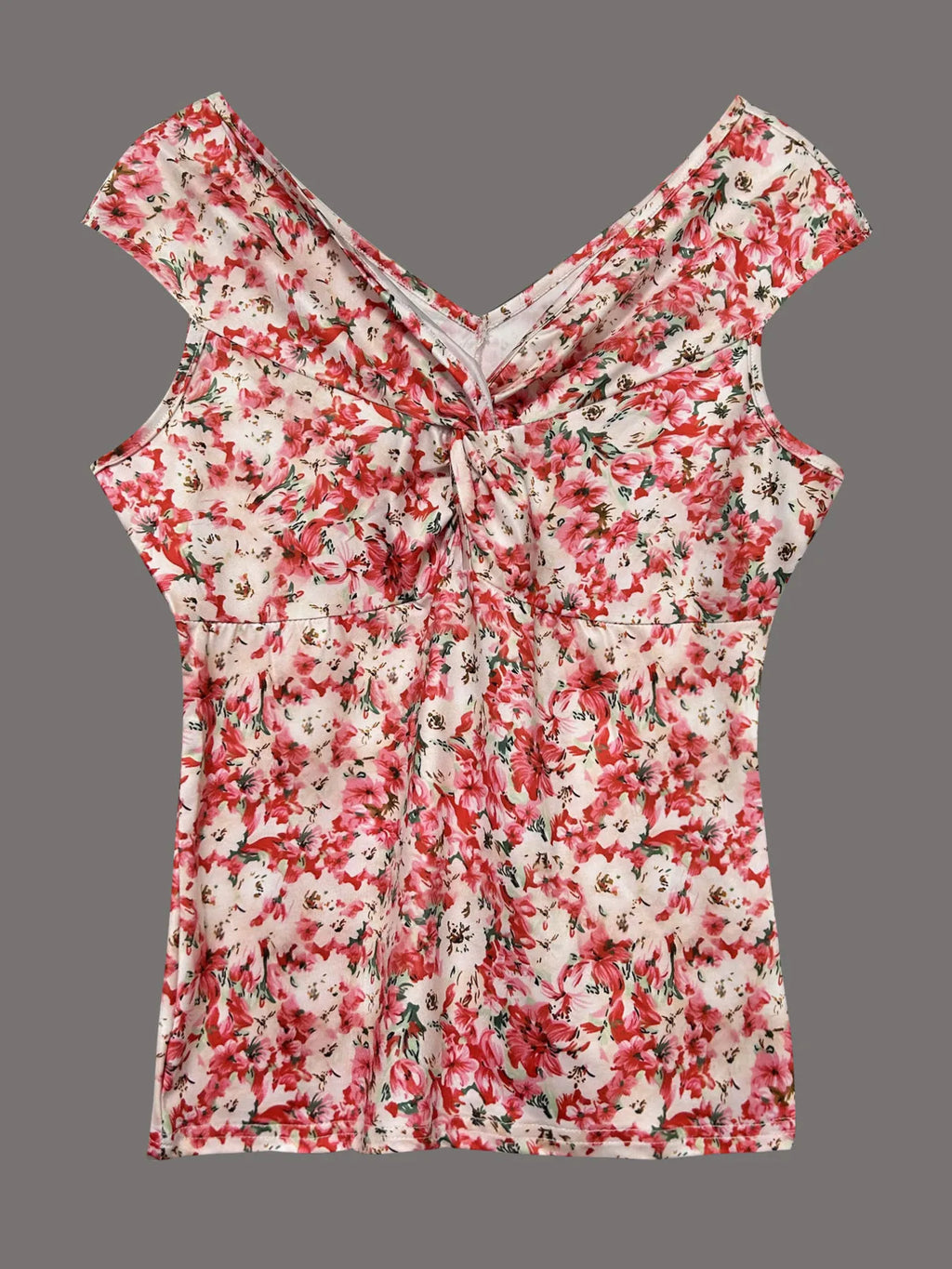 Sarah Express Women's Twisted Front Floral Print Sleeveless Top Floral