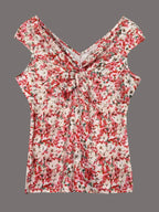 Sarah Express Women's Twisted Front Floral Print Sleeveless Top Floral
