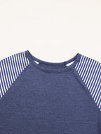 Sarah Express Women's Contrast Print Striped Raglan Long Sleeve Loose Top