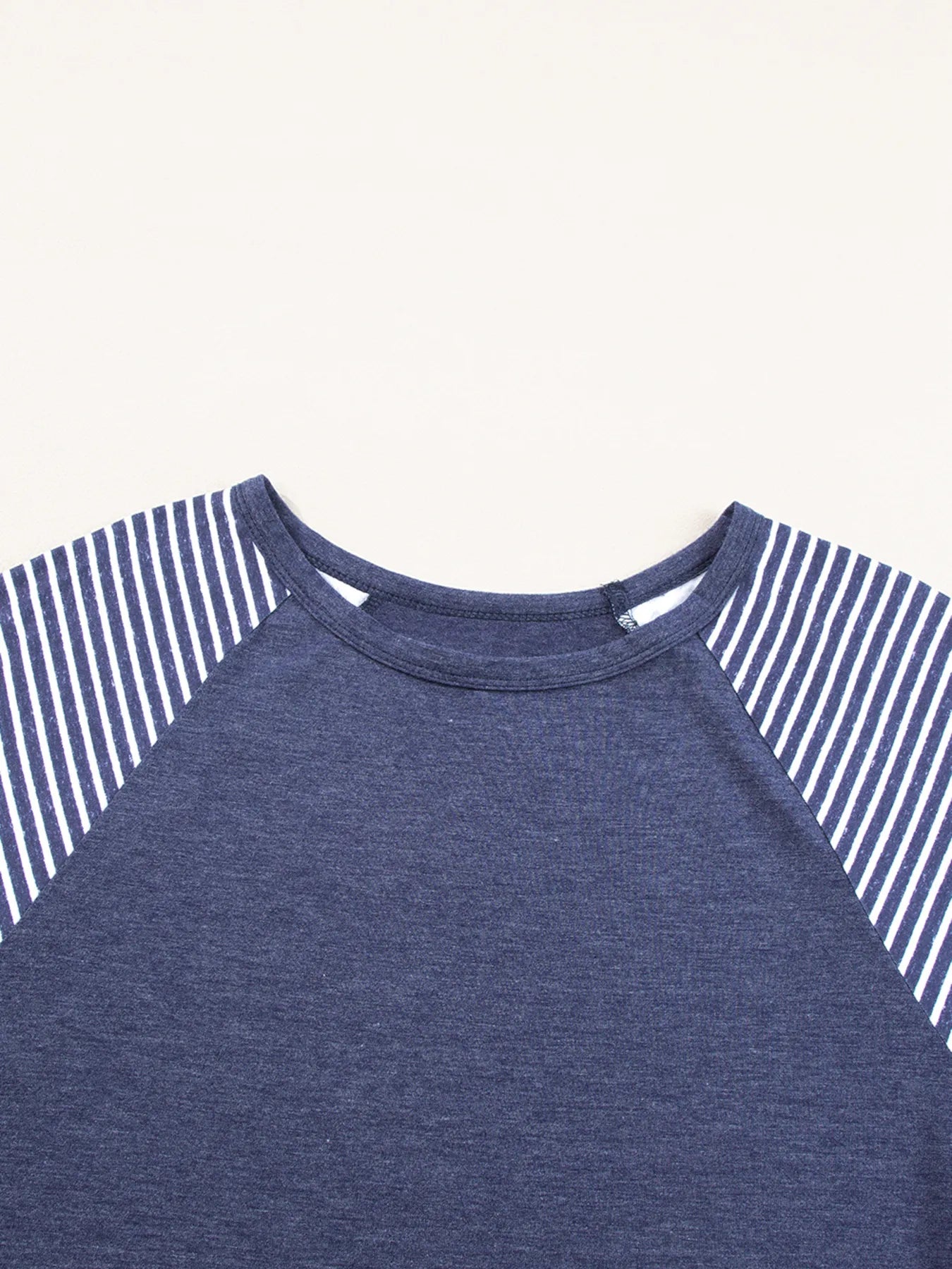 Sarah Express Women's Contrast Print Striped Raglan Long Sleeve Loose Top