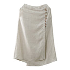 Women's A-Line Linen Skirt Artistic Irregular Stitching Mid-Length