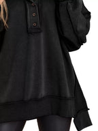 Sarah Express Women's Half Snap Long Sleeve Sweatshirt