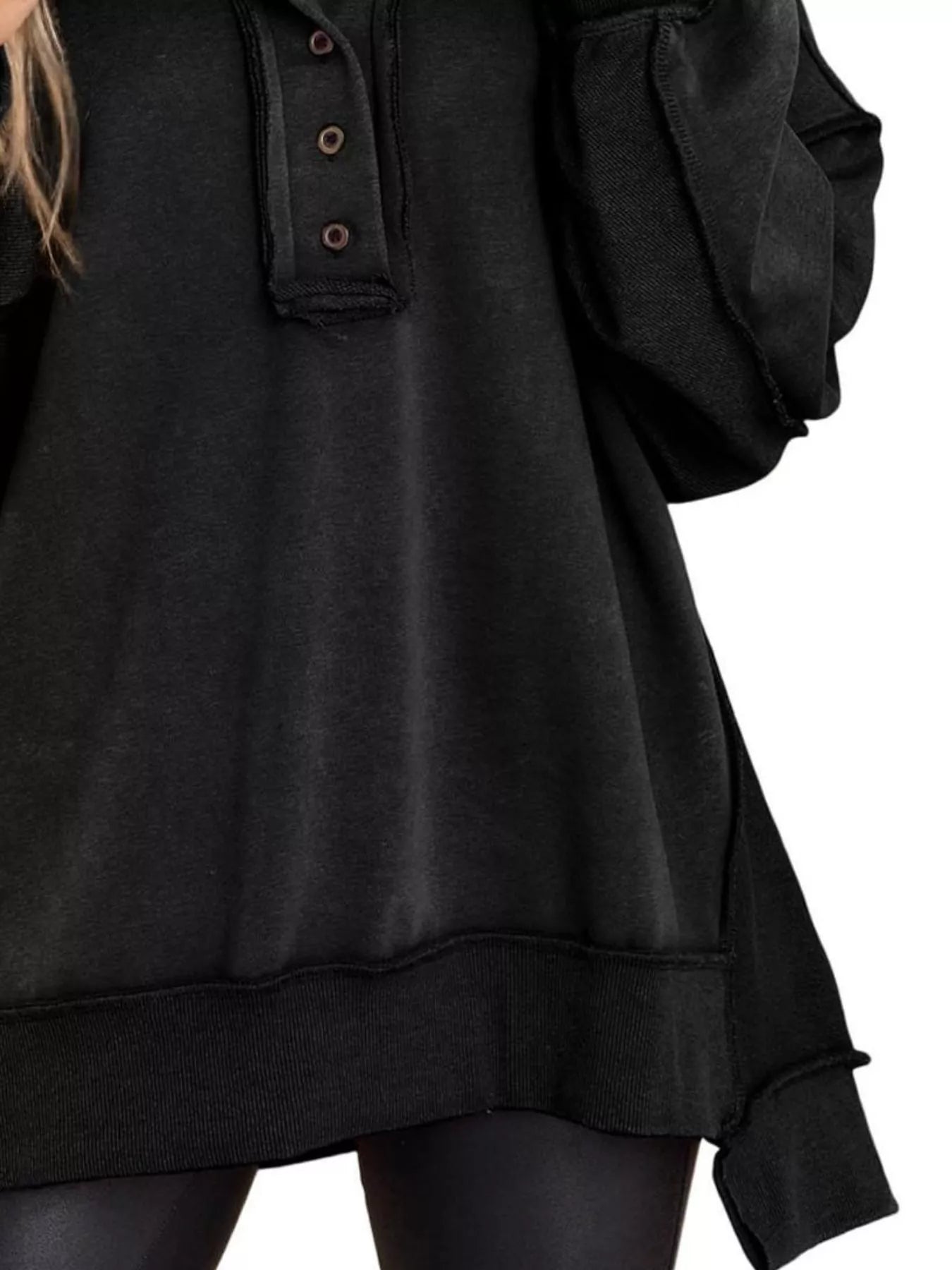 Sarah Express Women's Half Snap Long Sleeve Sweatshirt