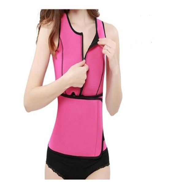 Women's Neoprene Body Sculpting Waist Trainer Vest Zipper Front Sports Waistcoat