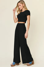 Sarah Express Women's Round Neck Top and Pants Lounge Set - Two Piece Outfit