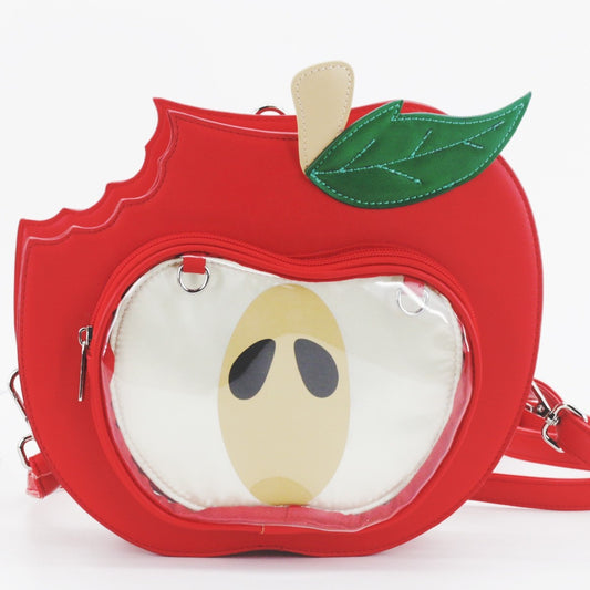Sarah Express Apple-Themed PU Crossbody Bag for Women – Cute Mini Shoulder Bag for School & Daily Commute | Red & Green