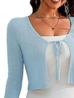 Sarah Express Women's Tie-Front Long Sleeve Cardigan