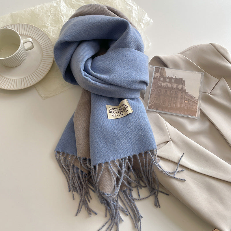 Women's Double-Sided Cashmere-Feel Scarf Winter Warm Oversized Wrap Fall Winter Casual
