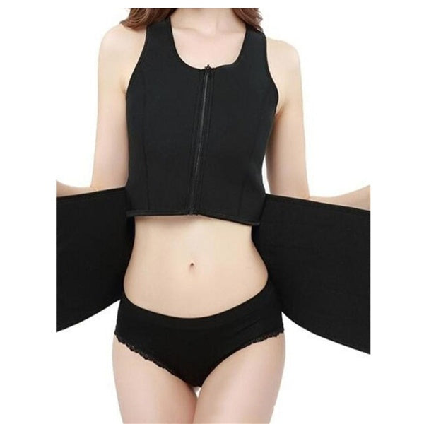 Women's Neoprene Body Sculpting Waist Trainer Vest Zipper Front Sports Waistcoat