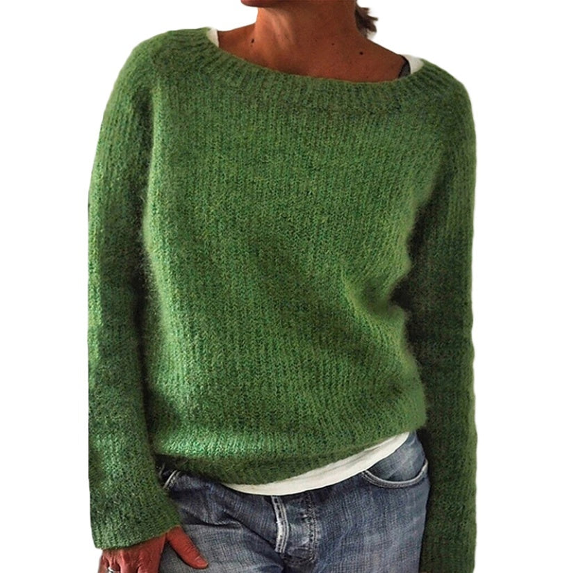 Women's Knit Sweater Casual Plain Fine Wool Moderate Thickness Long Sleeve