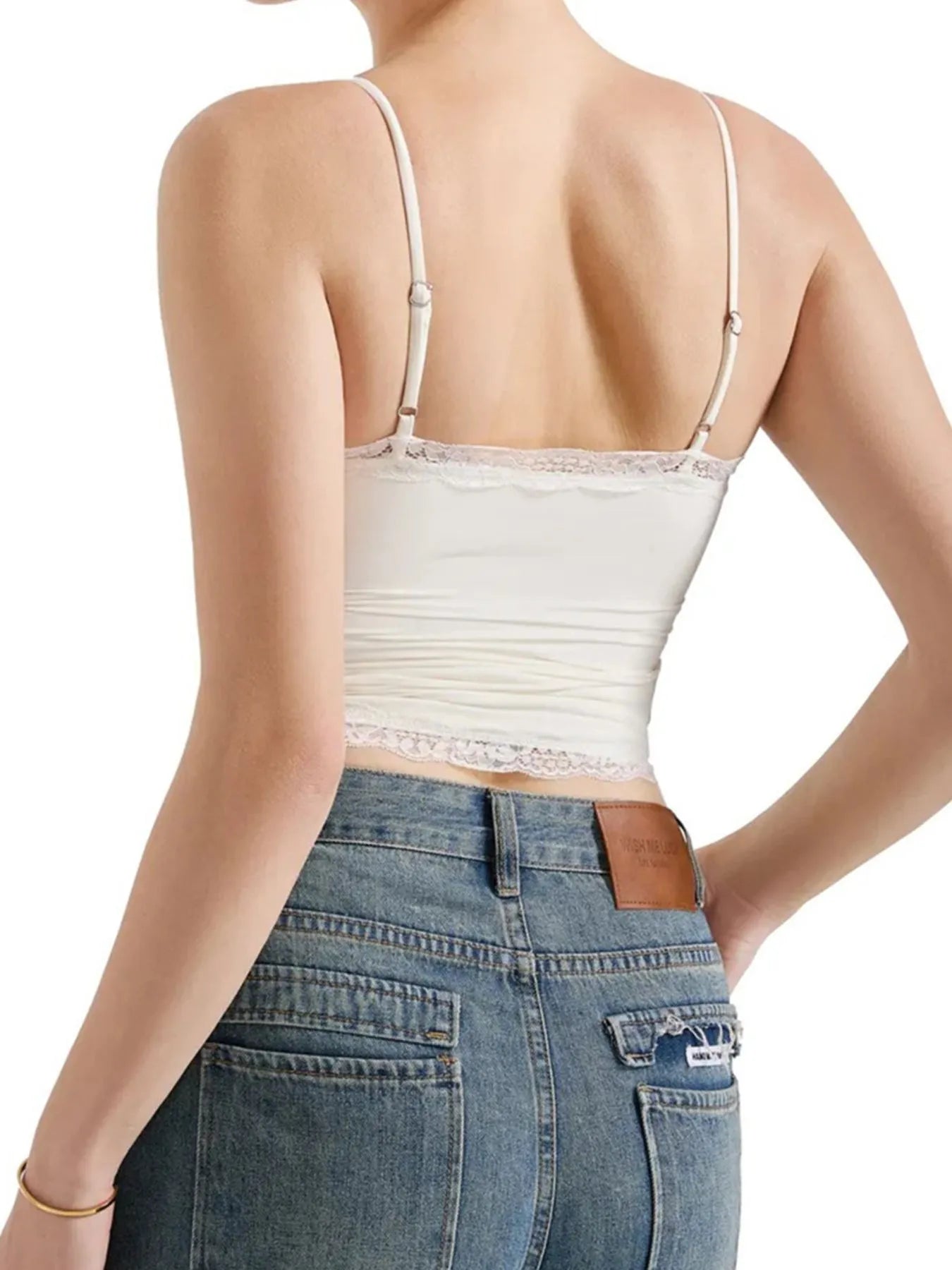 Sarah Express Women's Lace Trim Cami Top - Elegant Sleeveless Tank