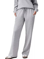 Sarah Express Women's Zip Collar Dropped Shoulder Top and Pants Set