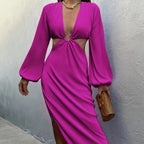 Women's Long Sleeve Maxi Dress Casual Polyester